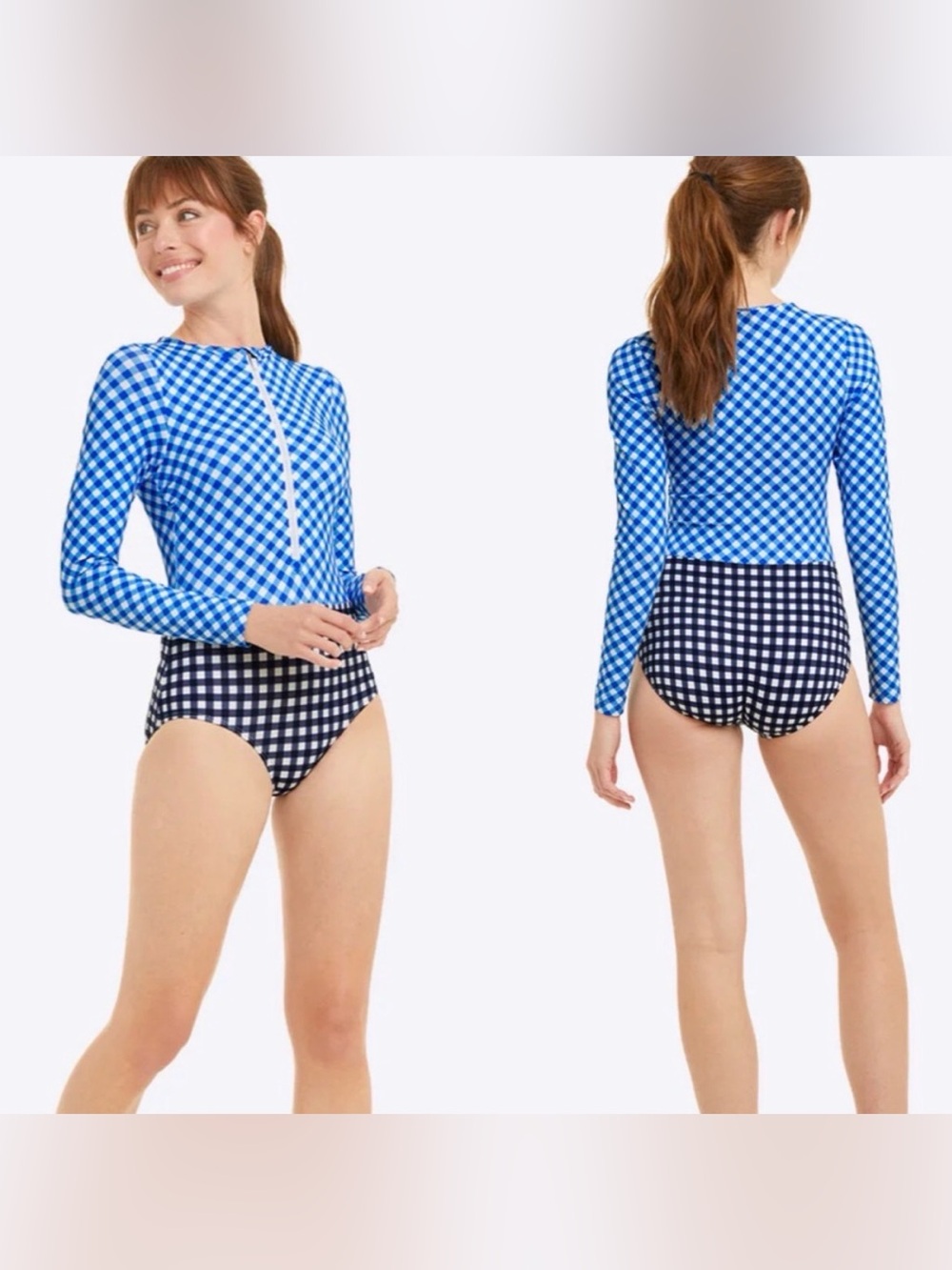 NWT. Draper James x Lands' End. Zip Long Sleeve One Piece Swimsuit. Size 10.